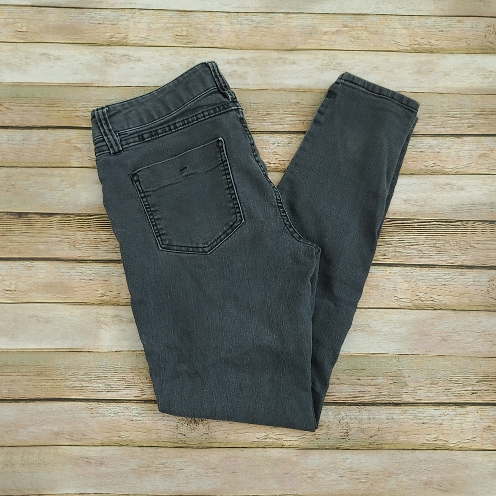 Elle Dark Grey Mid-Rise Stretch Skinny Jeans